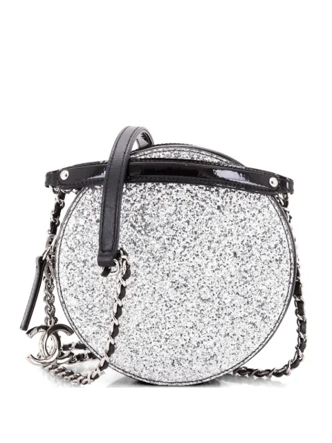 CHANEL Pre-Owned Evening On The Moon Round Evening Bag Glittered PVC with Patent Mini crossbody bag Black MCTJF3NNLPJQFVDK