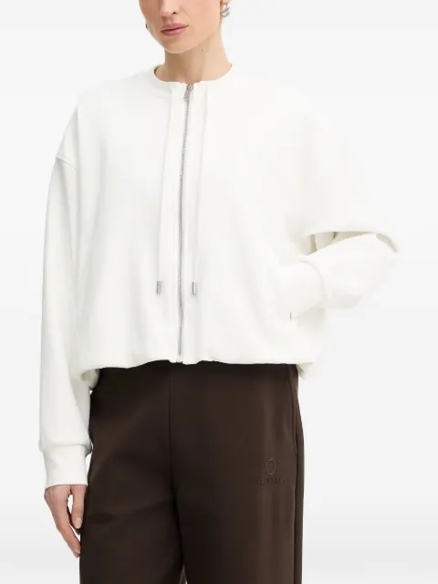 Trussardi logo-embossed zip-up sweater White G8556000234N