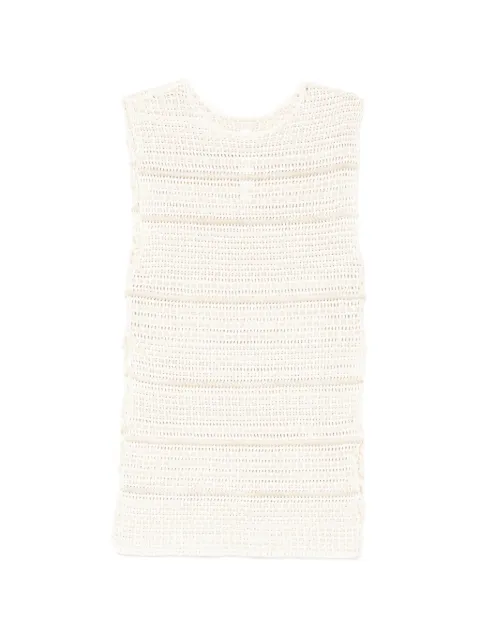 Lauren Manoogian basket-weave top Neutrals SPF26T2855Y318