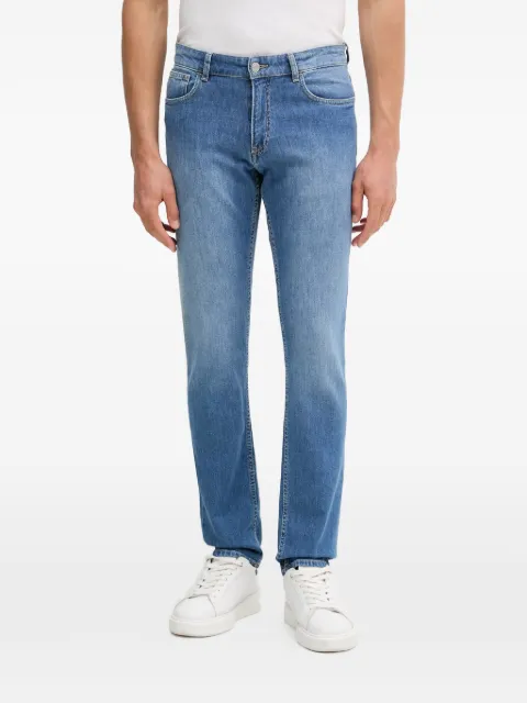 Trussardi faded-effect logo-patch jeans Blue P400HE04841N