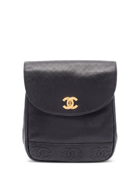 CHANEL Pre-Owned 1994-1996 triple coco mark backpack Black 10600293312651