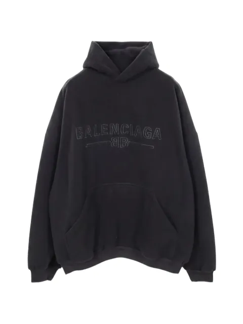 Balenciaga Pre-Owned logo-embroidered fleece hoodie Black 1056444