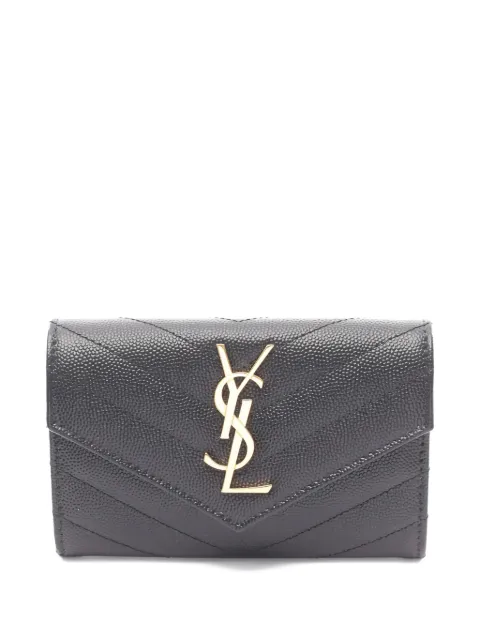 Saint Laurent Pre-Owned logo-plaque envelope leather wallet Black 1059499