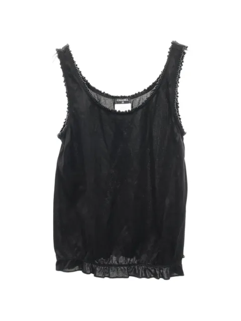 CHANEL Pre-Owned bead-trim tank top Black 1055828