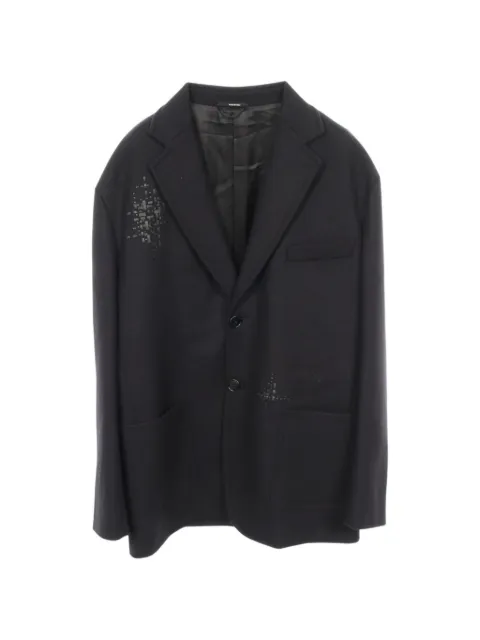 Hermès Pre-Owned 2010s leather-appliqué single-breasted blazer Black 1058624