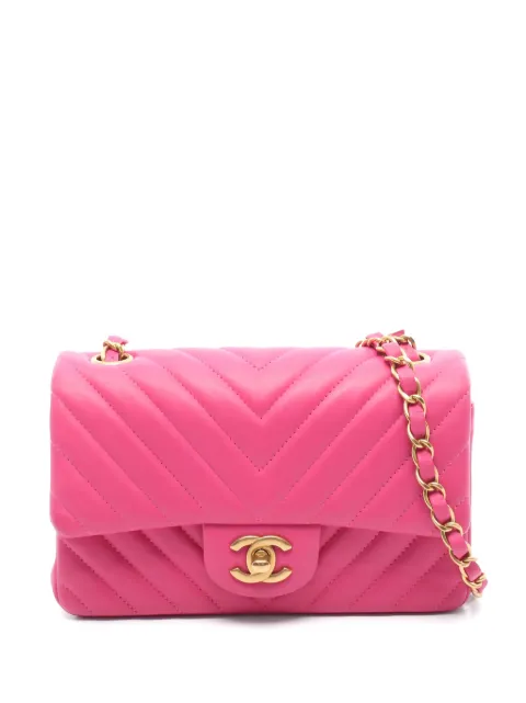 CHANEL Pre-Owned 2015-2016 mini 20 Chevron V-stitch cross body bag Pink 106001621157755