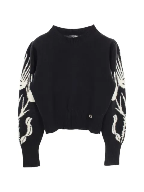 CHANEL Pre-Owned 1986-1988 Coco Mark flower sweater Black 1057119