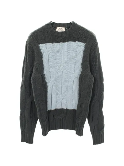 Hermès Pre-Owned cable-knit sweater Grey 1049048