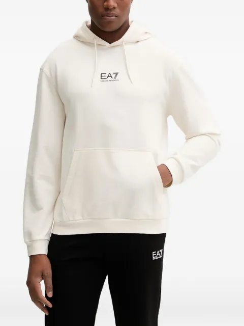 Ea7 Emporio Armani logo-print drawstring hoodie Neutrals 7M001403AF22266