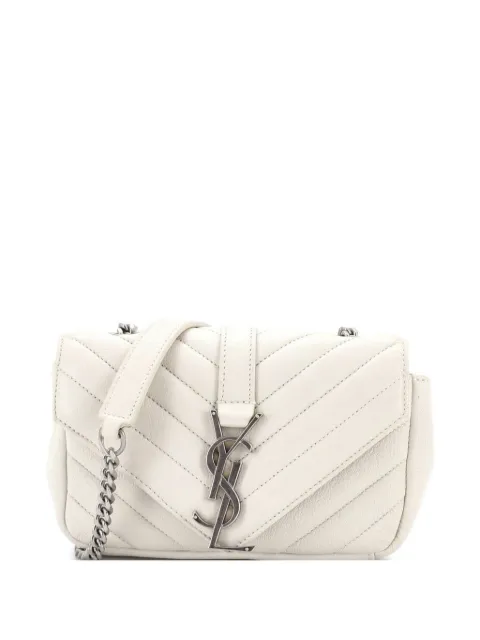 Saint Laurent Pre-Owned Classic Monogram Matelasse Chevron Leather Baby crossbody bag White PYYAYIOXG04A9S97