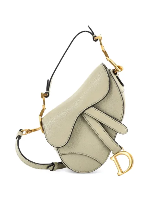 Christian Dior Pre-Owned Saddle Handbag with Strap Leather Micro shoulder bag Green 8RSZWT4GLOCIC3O0