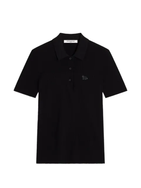 Maison Kitsuné Fox rib-knit polo shirt Black QW00202KT1193