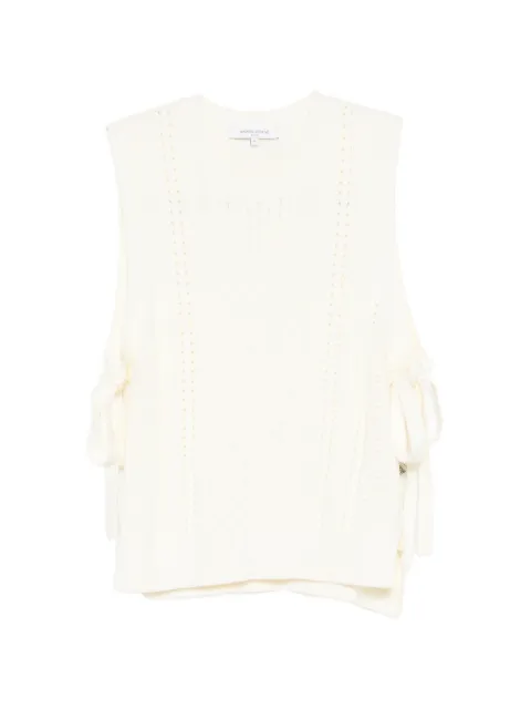 Maison Kitsuné cable-knit tie-side vest White QW00608KT1201