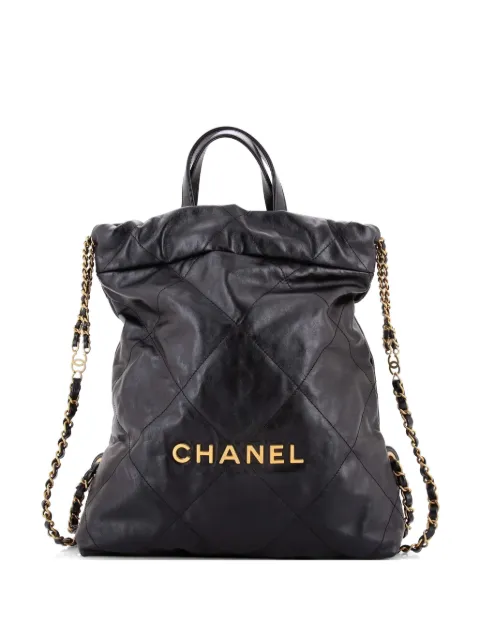 CHANEL Pre-Owned 22 Chain Quilted Calfskin Medium backpack Black LACECE3Q0EM96TEJ