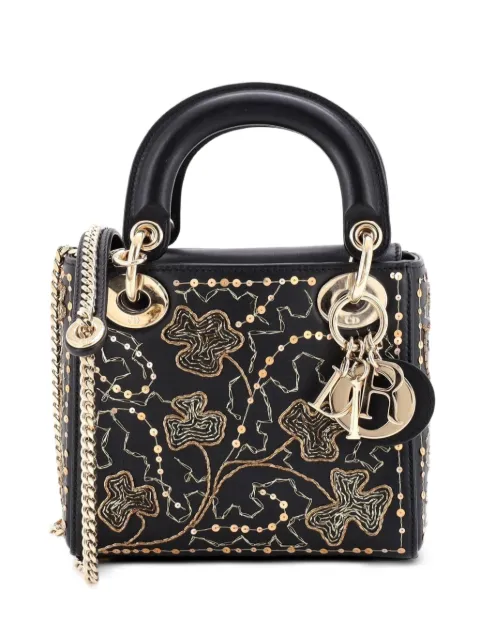 Christian Dior Pre-Owned Lady Dior Chain Bag Embroidered Calfskin Mini satchel Black KPTMJU6DZE80GI10