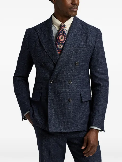 Ralph Lauren RRL double-breasted check blazer Blue 782P14878
