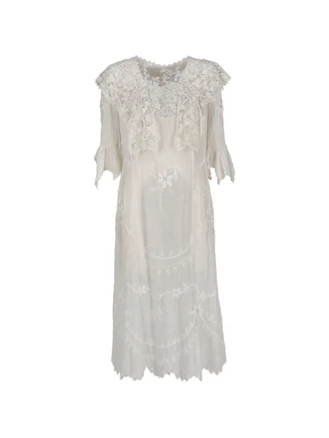 Vintage lace-collar embroidered dress White L0000014