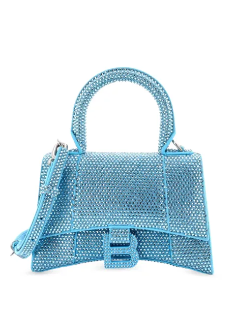 Balenciaga Pre-Owned Hourglass Top Handle Bag Suede with Crystals XS crossbody bag Blue 2JTXIFFUQ0QFPX4N