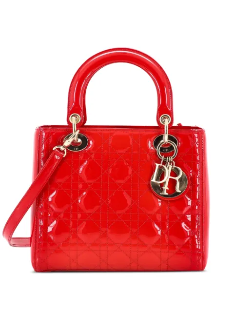 Christian Dior Pre-Owned Lady Dior Bag Cannage Quilt Patent Medium satchel Red 9ZGFDQ4T8BYOWNF6