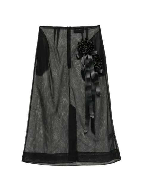 Simone Rocha ribbon rosette ripple skirt Black 3222RB0069