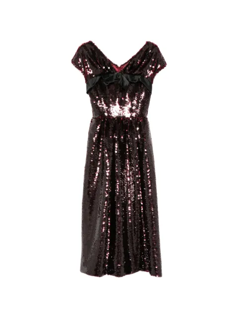 Simone Rocha sequin-embellished bow-detail midi dress Red 75001362