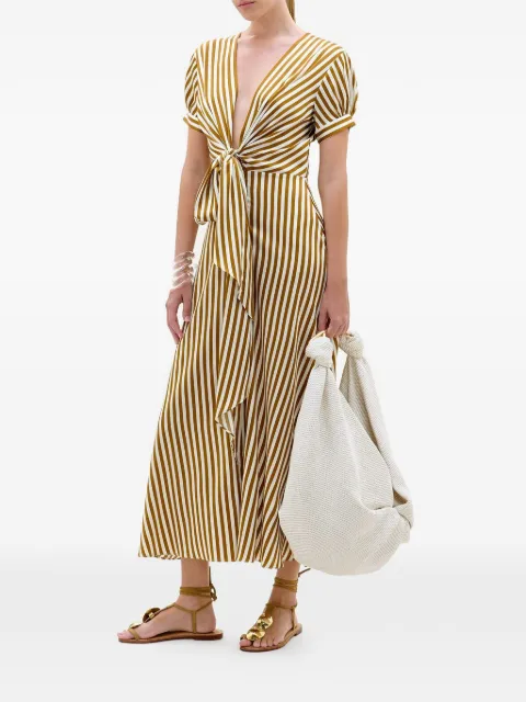 Silvia Tcherassi tie front striped dress Brown ST260273BURNTOCHRESTRIPES