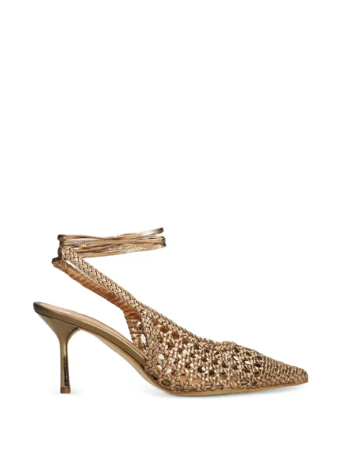 The Seller woven tie-fastening pumps Gold SE3030