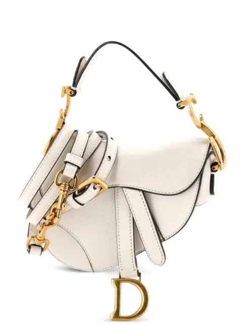 Christian Dior Pre-Owned Saddle Handbag with Strap Leather Micro shoulder bag White JXE2LPIJTBSZ2RSK