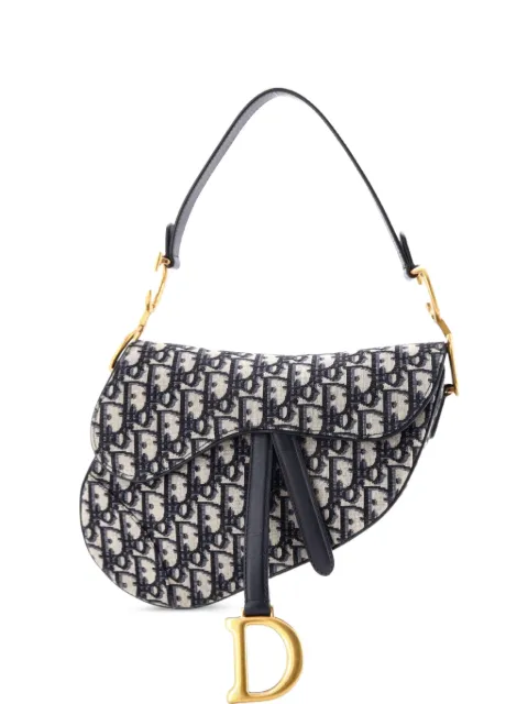 Christian Dior Pre-Owned Saddle Handbag Oblique Canvas Medium shoulder bag Blue GEGR6D69BMI8J8S5