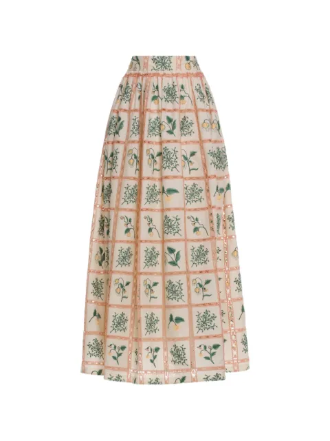 Agua By Agua Bendita Tangelo Uchuva floral print maxi skirt Neutrals 21177