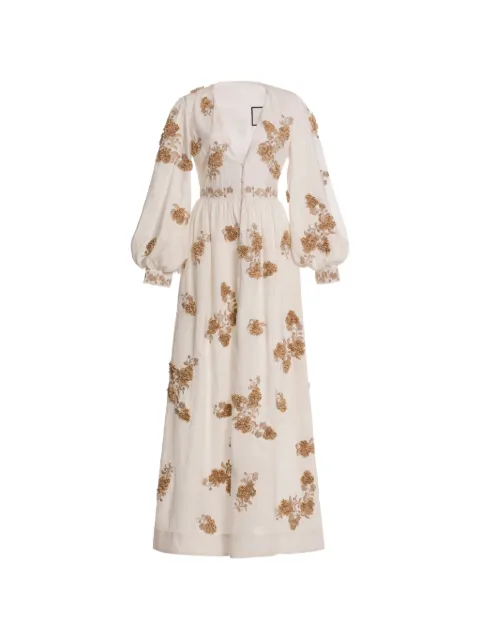 Agua By Agua Bendita Frambuesa Cordillera long-sleeve maxi dress Neutrals 20341