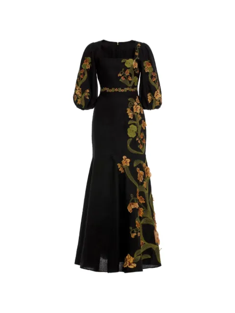 Agua By Agua Bendita Clavel Cordillera floral embroidery maxi dress Black 20337