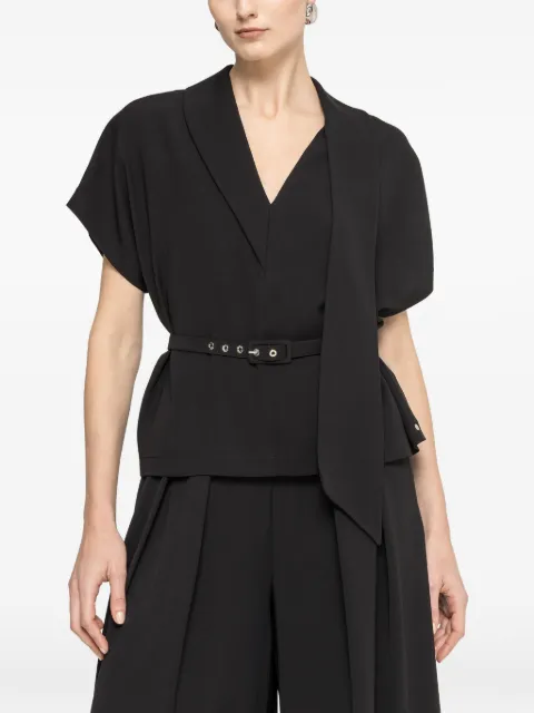 NISSA belted V-neck top Black TOP16482BLACK