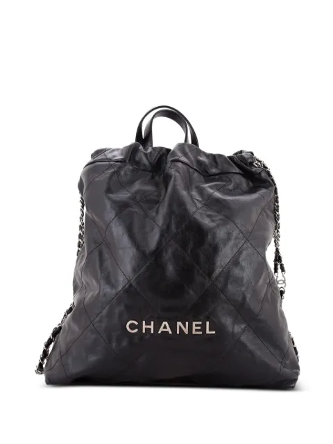 CHANEL Pre-Owned 22 Chain Quilted Calfskin Large backpack Black GR26LNBEX8T0G2WK