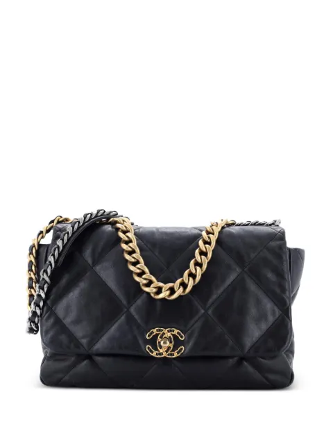 CHANEL Pre-Owned 19 Flap Bag Quilted Leather Maxi crossbody bag Black CD8CDFQ3D5GEPNGV