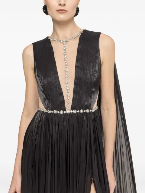 NISSA crystal-embellished chiffon maxi dress Black RS16532BLACK