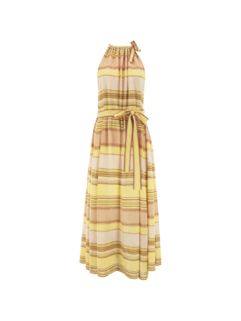 ZIMMERMANN Indra stripe-pattern halterneck midi dress Yellow 9184DSS262
