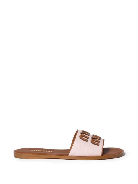 Miu Miu canvas and leather slides Pink 5XX644F005010