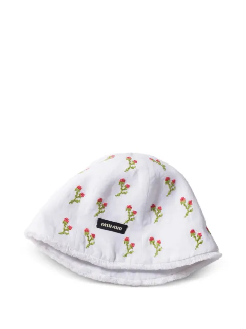 Miu Miu embroidered beanie cap White 5HC5022IHW