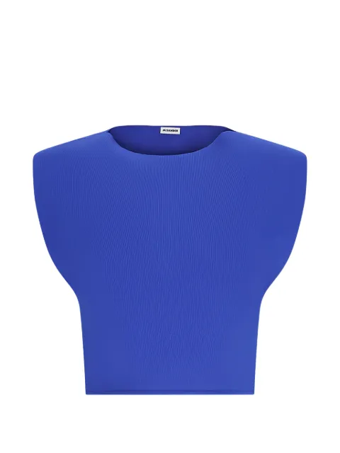 Jil Sander padded-shoulder cropped top Blue J03NC0344J19165
