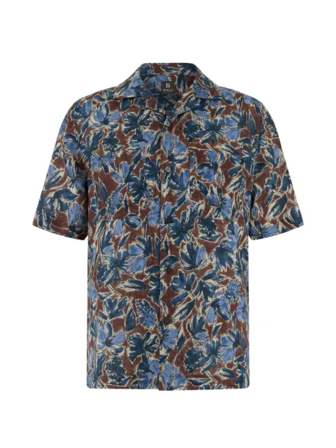 Boggi Milano floral-print chest-pocket shirt Blue BO26P061401