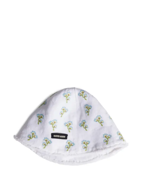 Miu Miu embroidered beanie cap White 5HC5022IHW
