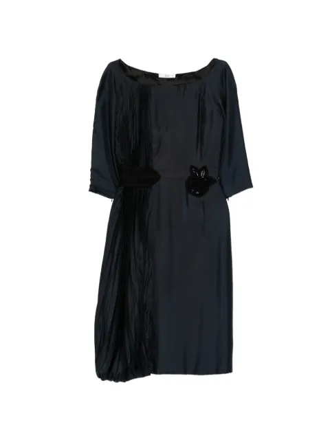 Prada Pre-Owned pleated floral-appliqué dress Grey CSVM9099