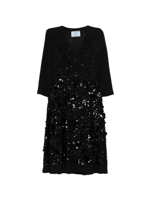 Prada Pre-Owned sequined V-neck dress Black CSVM9106
