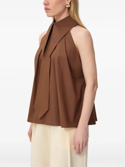 CONCEPTO Sunlit collar-button blouse Brown PSS26SUNLIT