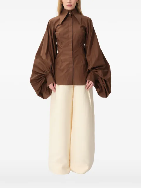 CONCEPTO Oasis bishop-sleeve shirt Brown PSS26OASIS