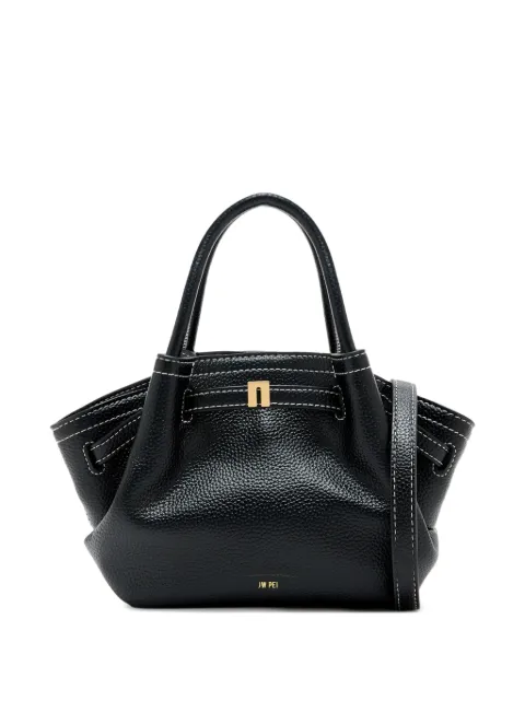 JW Pei mini Hana contrast-stitch pebbled tote bag Black JH306A03