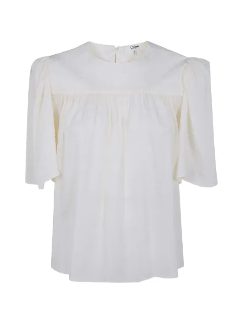Chloé Minimal gathered-detail blouse Neutrals CH26UHT55332