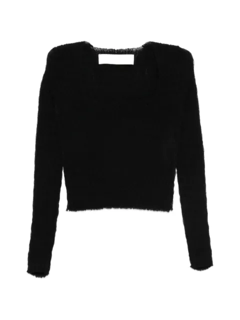 Isabel Benenato textured crop top Black DK21S26