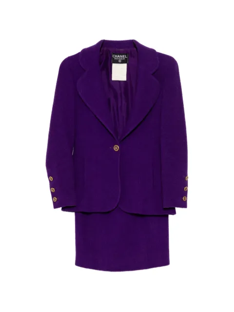 CHANEL Pre-Owned Single-breasted tweed suit set Purple CSSR9047